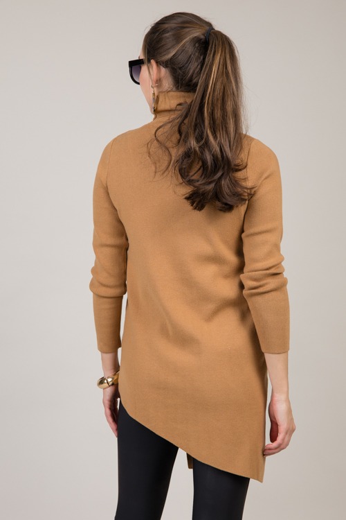 Asymmetric Hem Slit Sweater, Camel - 1009-71.jpg