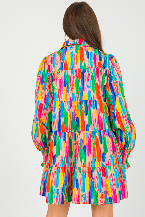 Rainbow Brush Print Dress