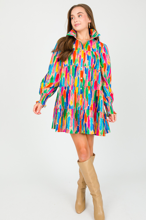 Rainbow Brush Print Dress