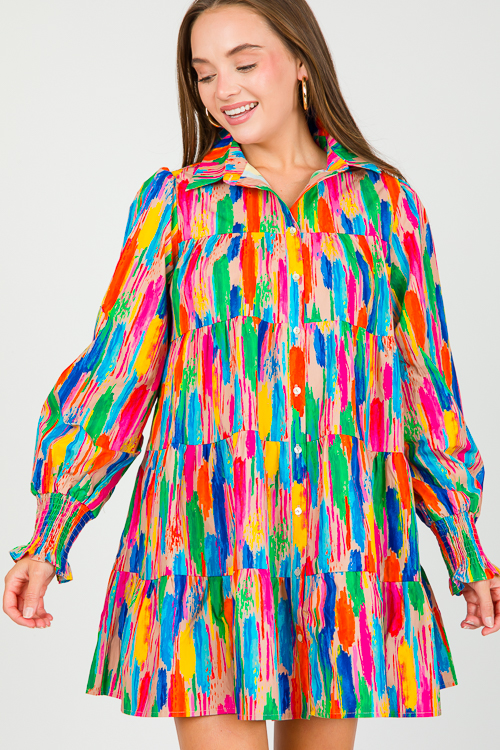 Rainbow Brush Print Dress