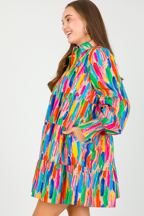 Rainbow Brush Print Dress