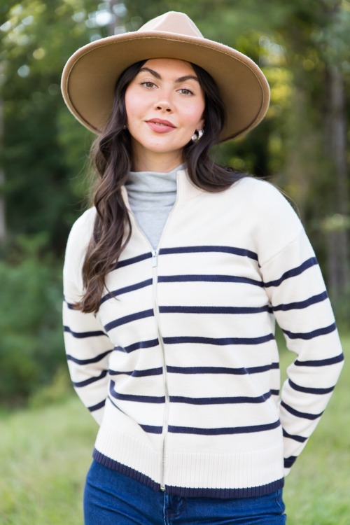 Stripe Zip Sweater Jacket, Ivory - 1011-379.jpg