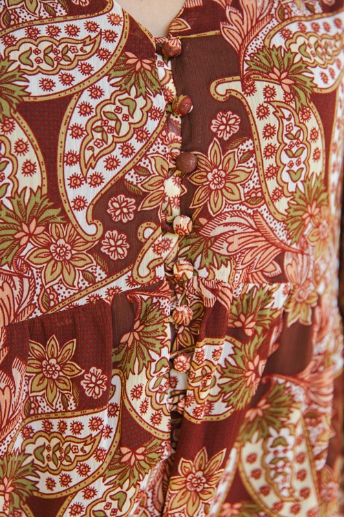 Tiered Paisley Dress, Red Brown - 1011-93.jpg