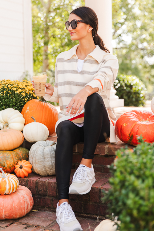 Brent Stripe Sweater, Cream Beige