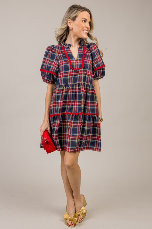 Scallop Trim Tartan Dress, Navy - 1014-7p.jpg