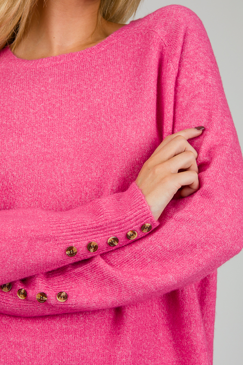 Button Wrist Sweater, Pink