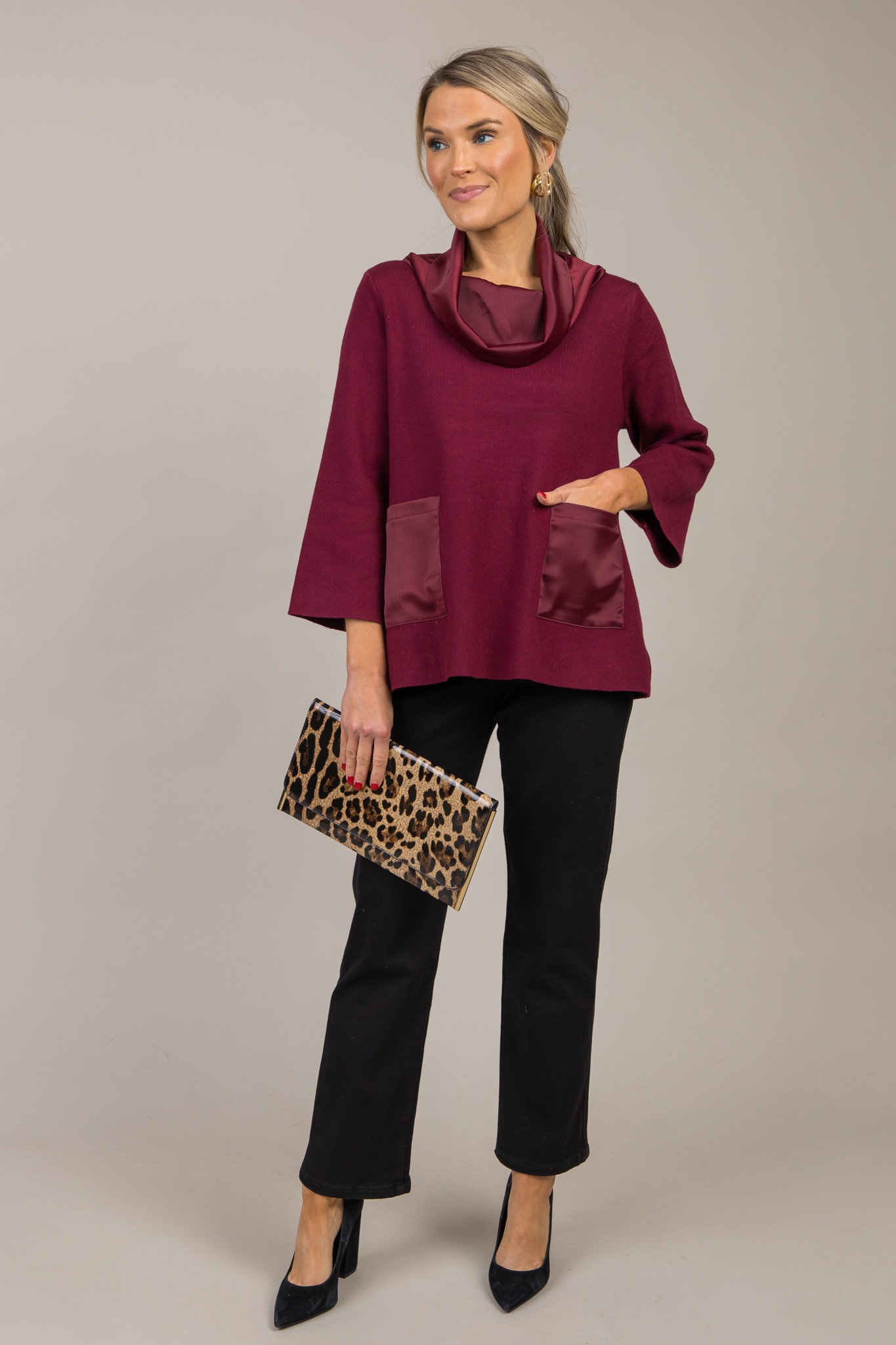 Satin Contrast Sweater, Burgund - 1017-11h.jpg