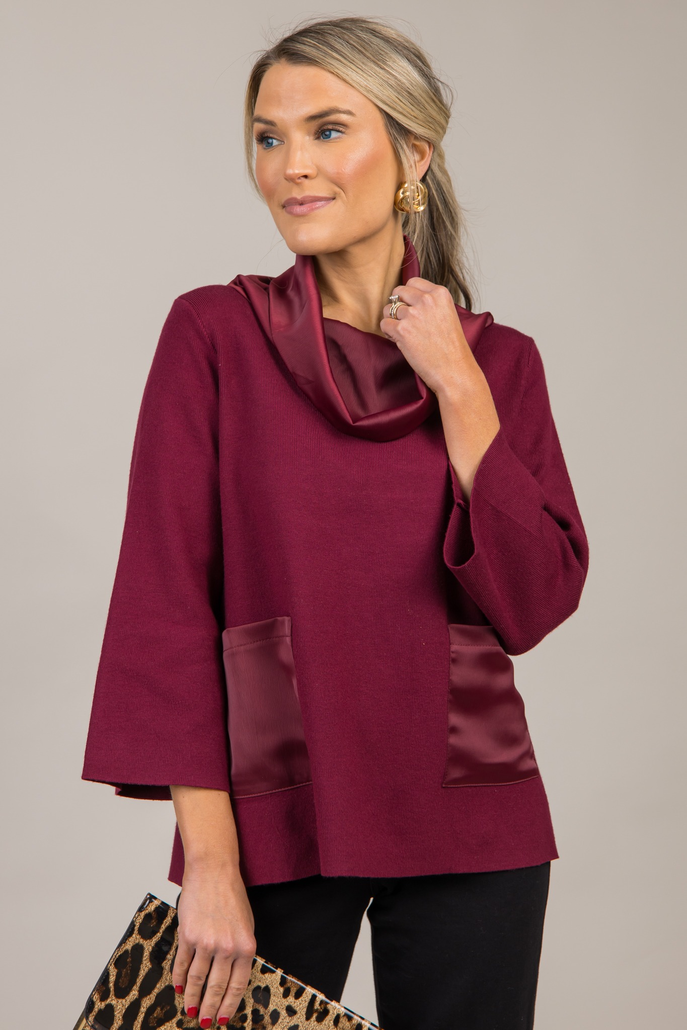 Satin Contrast Sweater, Burgund - 1017-13.jpg