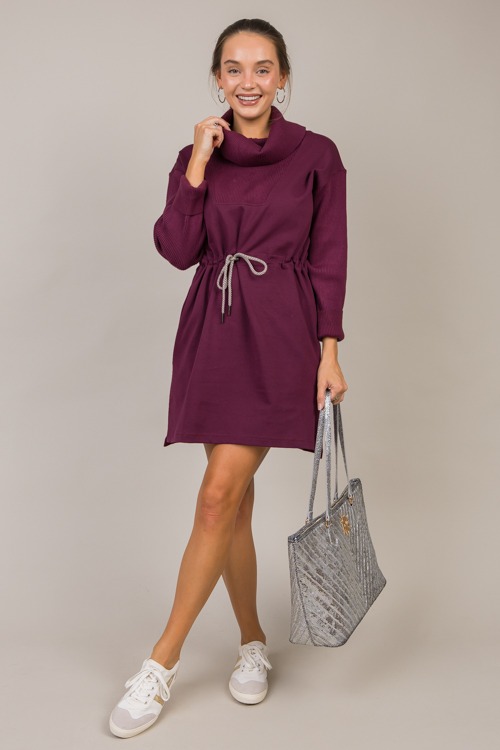 Draw Waist Cowl Knit Dress, Plu - 1017-60.jpg