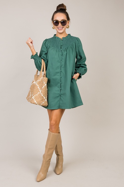 Smock Yoke Button Dress, Hunter - 1018-20p.jpg