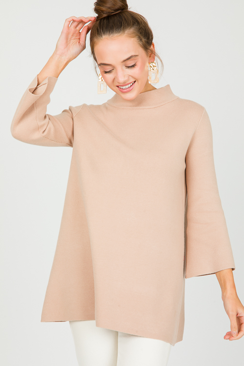 Audrey Tunic Sweater, Beige