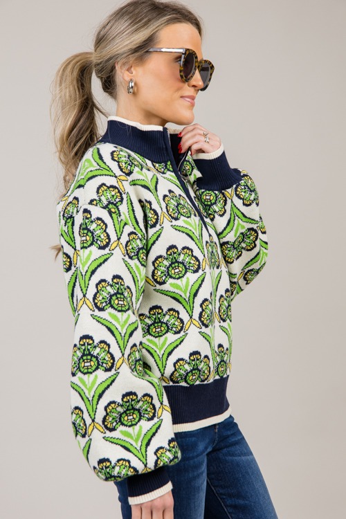 Floral Half Zip Sweater, Green - 1022-71.jpg