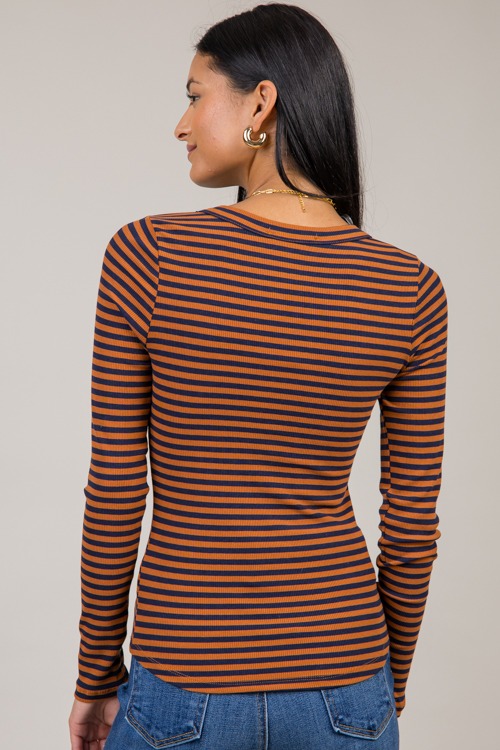 Fitted Stripe Top, Brown/Navy - 1022-81.jpg