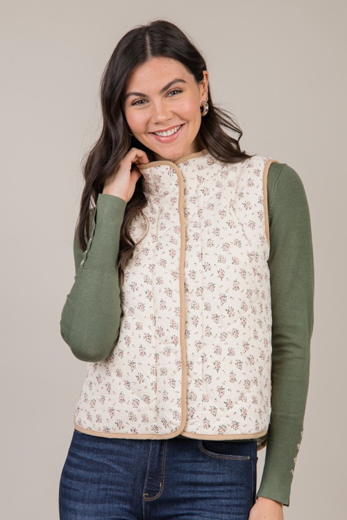 Contrast Edge Floral Vest, Cream - 1023-116.jpg