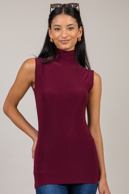 Fitted Turtleneck Top, Burgundy - 1023-12.jpg