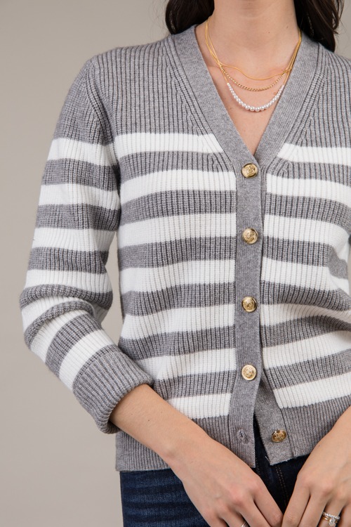 Buttoned Stripe Sweater, H. Gray - 1023-133.jpg