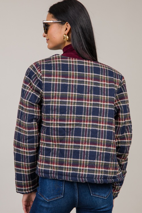 Plaid Quilted Jacket, Navy - 1023-4.jpg