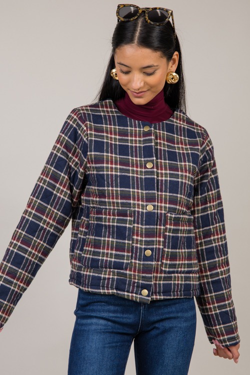 Plaid Quilted Jacket, Navy - 1023-5.jpg