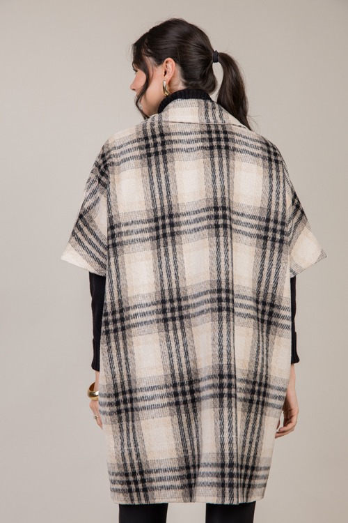 Short Sleeve Plaid Coat, Taupe - 1024-38.jpg