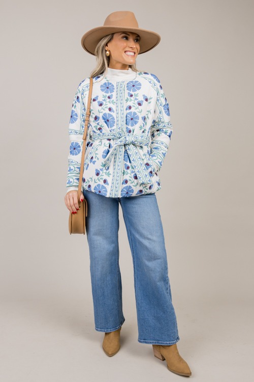 Belted Floral Button Jacket, Blue - 1024-60.jpg