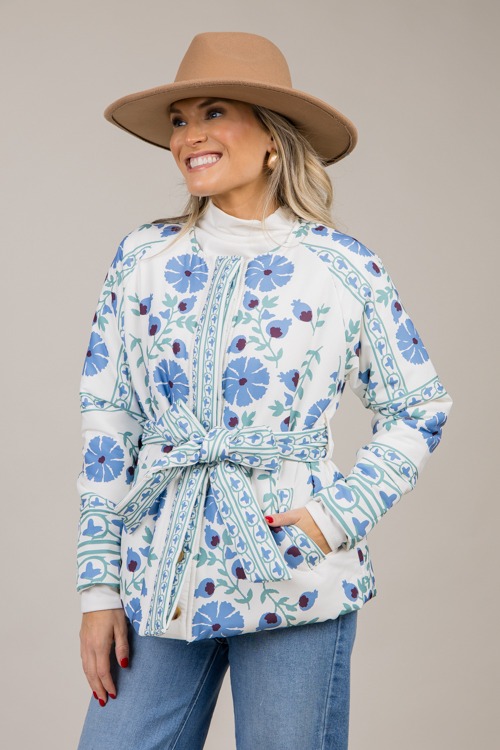 Belted Floral Button Jacket, Blue - 1024-61.jpg