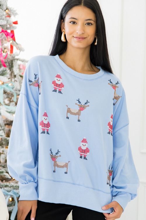 Santa & Rudolph Embroidery Sweatshirt - 1025-77p.jpg