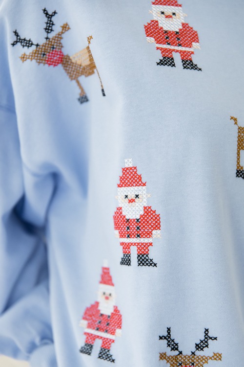 Santa & Rudolph Embroidery Sweatshirt - 1025-78h.jpg