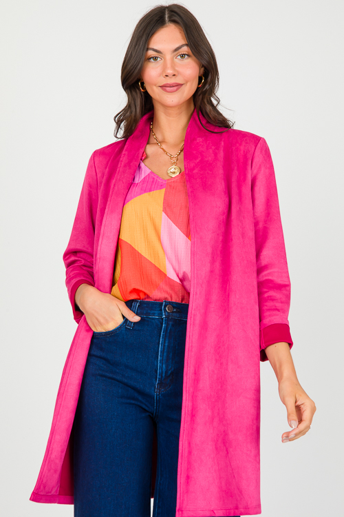 Luxe Suede Coat, Pink