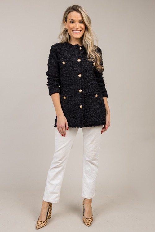 Tweed Stretch Button Jacket, Bl - 1029-46.jpg