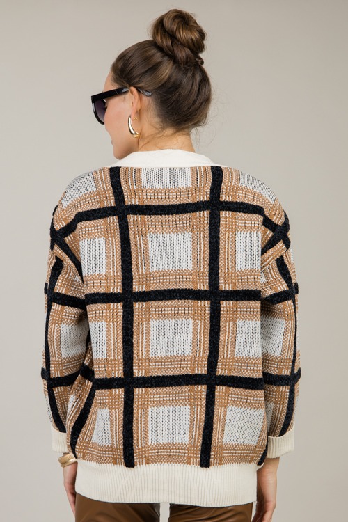 Plaid Button Cardigan, Caramel - 1031-68.jpg