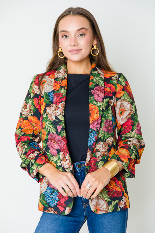 Floral Blazer, Black - SALE - The Blue Door Boutique