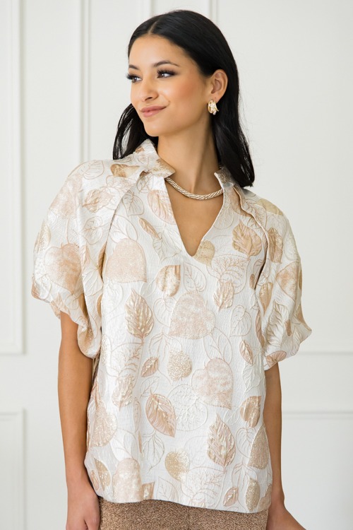 Jacquard Leaf Blouse, Rose Gold - 1101-145.jpg