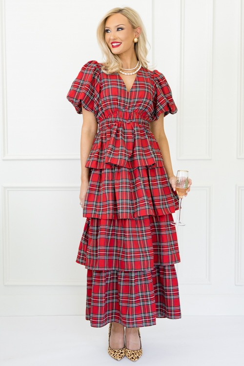 Tartan Ruffle Tier Maxi, Red - 1101-199.jpg