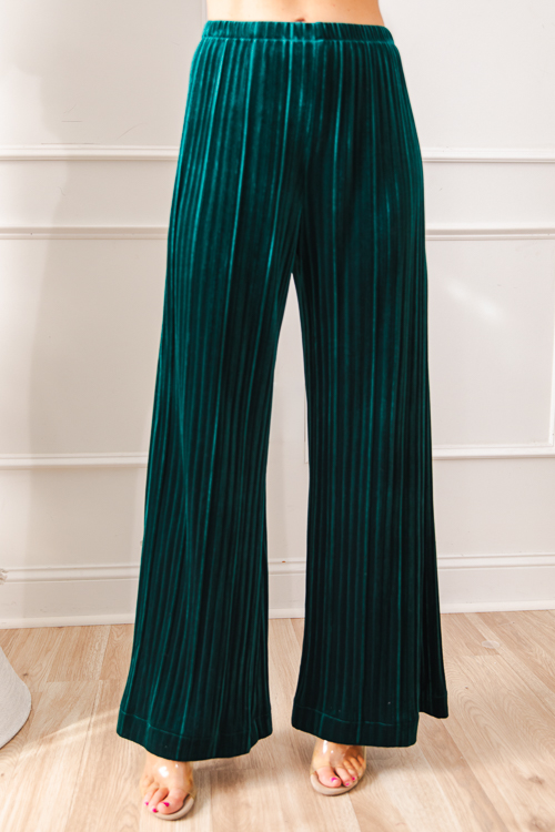 Pleated Velvet Pants, Forest