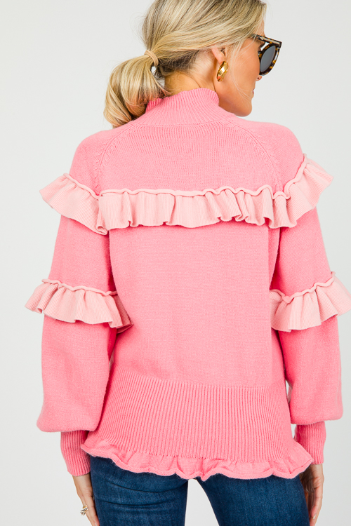 Ruffle Sleeve Sweater Top - Baby Pink – thelouqueboutique