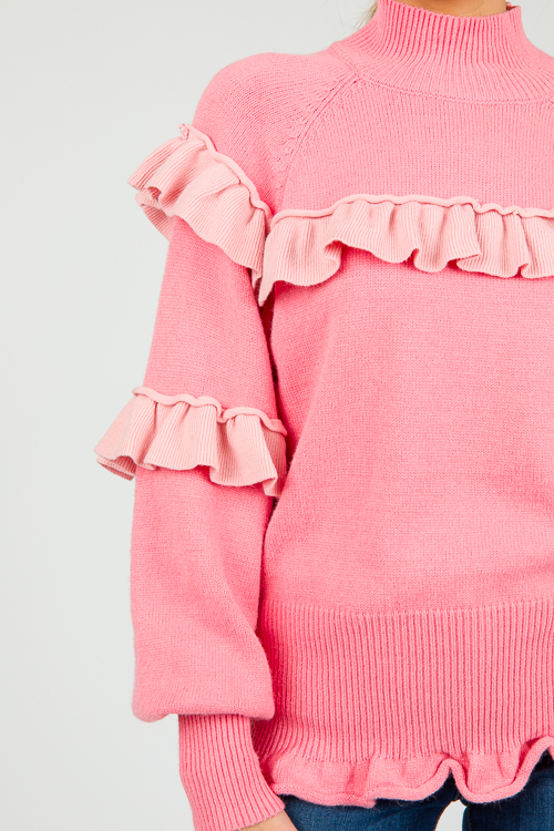Ruffle Sleeve Sweater Top - Baby Pink – thelouqueboutique