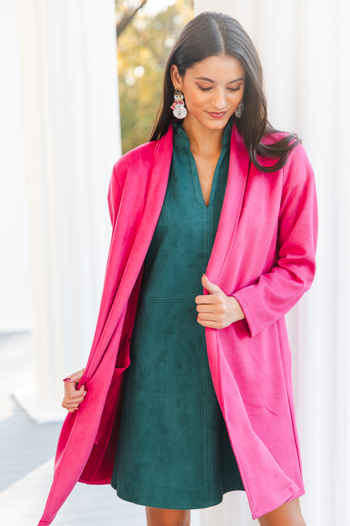 Luxe Suede Coat, Pink