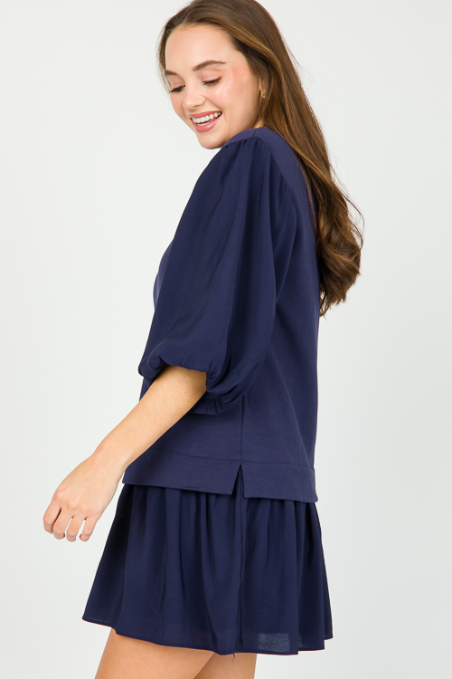 Mixing Media Dress, Navy