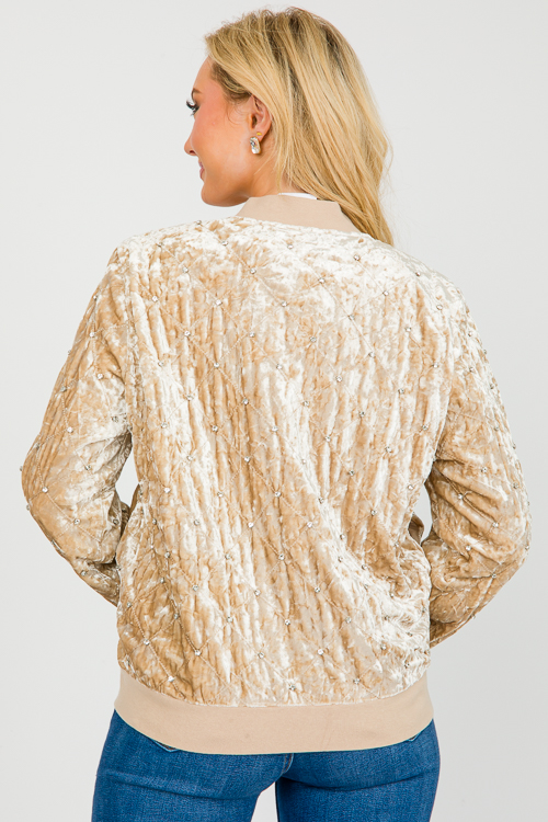 Velvet Jewel Bomber, Beige