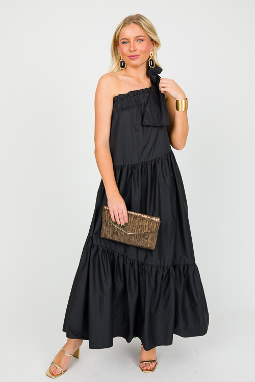 Bow One Shoulder Maxi, Black