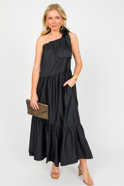 Bow One Shoulder Maxi, Black