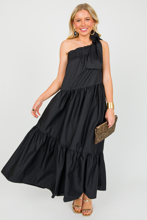 Bow One Shoulder Maxi, Black