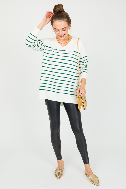 Leah Stripe Sweater, Ivory Hunter