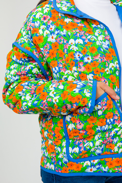 Quilted Floral Jacket, Blue Multi