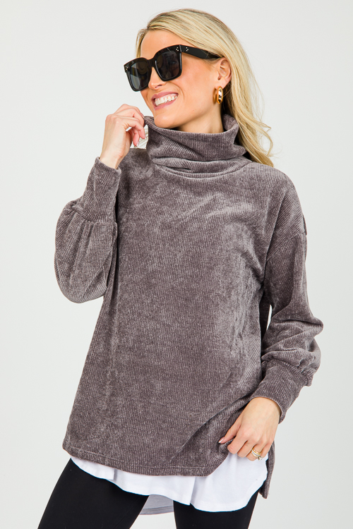 Chenille Turtleneck Pullover, G