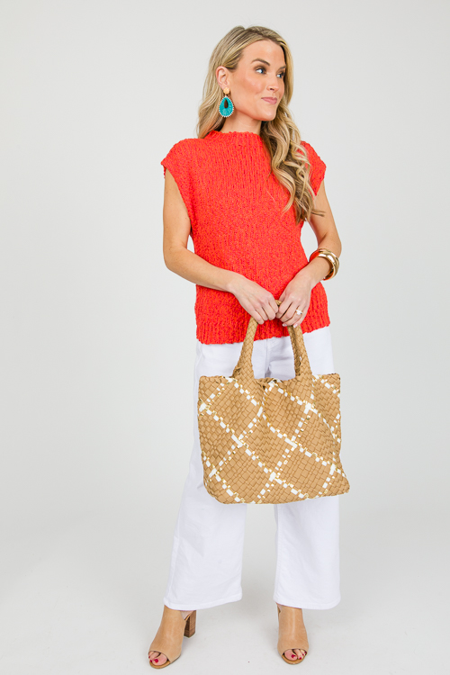 Sonya Sleeveless Sweater, Orange