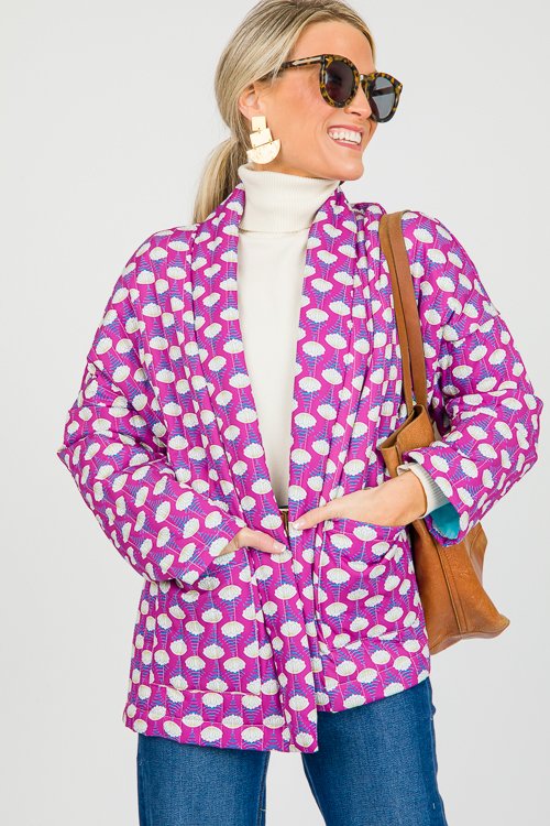 Floral Quilted Jacket, Purple