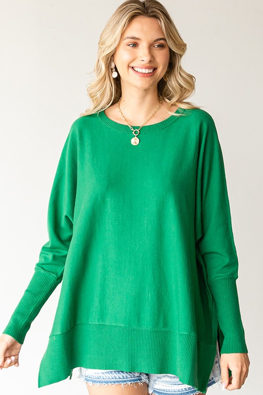 Sweater Women's V Neck Dolman Sweater, Short Sleeve Tunic Pullover