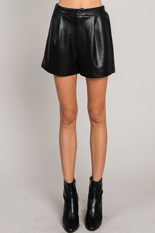 High Waist Leather Shorts, Black - 17214772_f6462233-da58-4471-b5df-7637766932fb.jpg