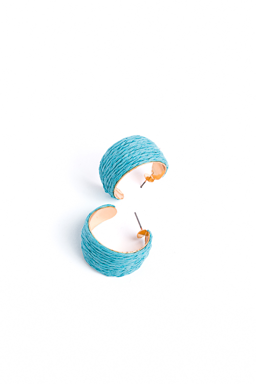 Raffia Hoops, Turquoise